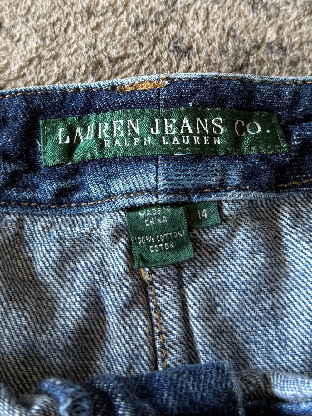 Vintage Ralph Lauren Denim A-Line Midi Skirt Paneled Cotton Prairie Luxury 14 L - Picture 6 of 8